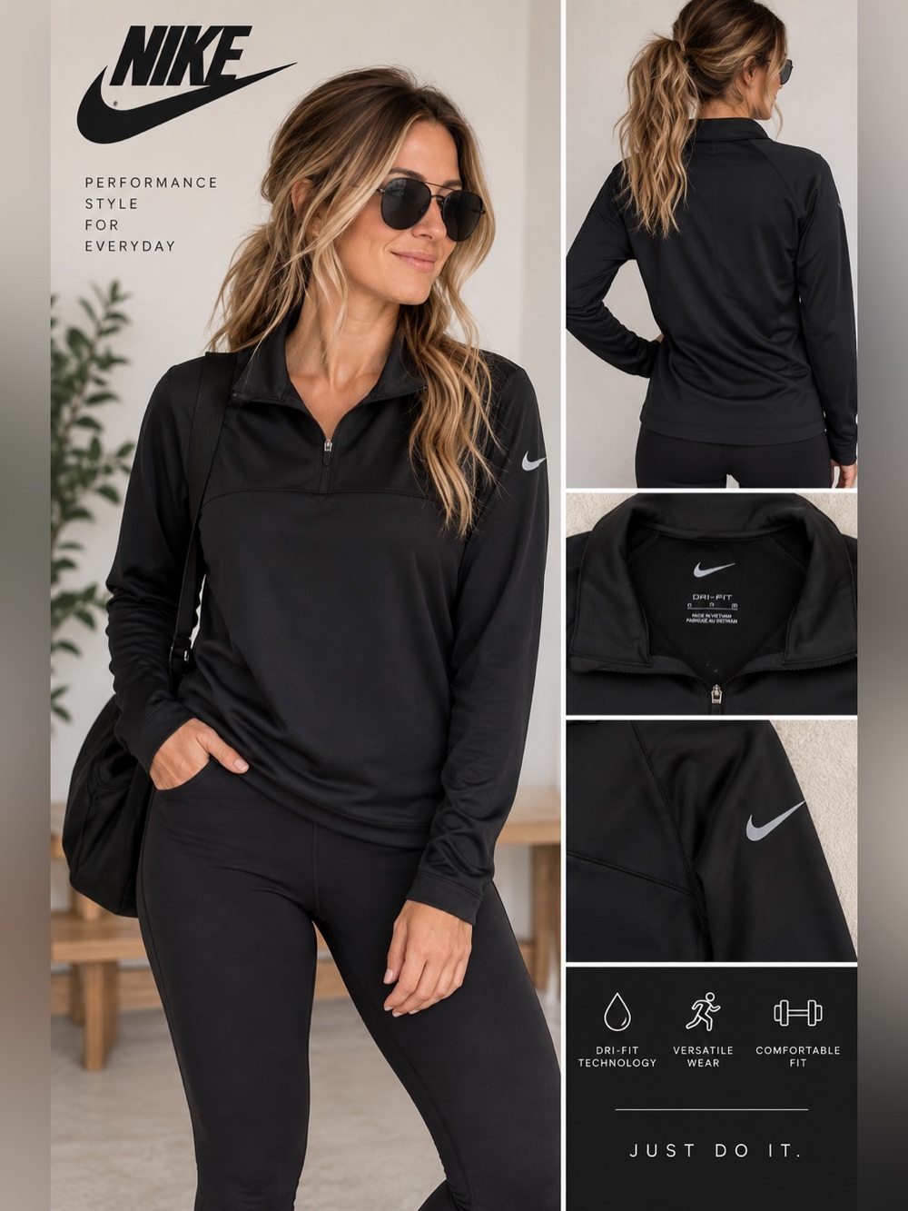 Nike Black Women's Quarter-Zip Dri-FIT Pullover